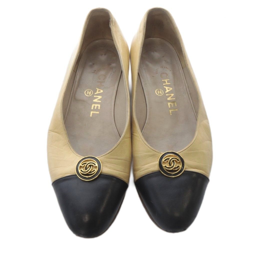 シャネル ココマーク パンプス レザー 切替 35.5 ベージュ 黒 - メルカリ