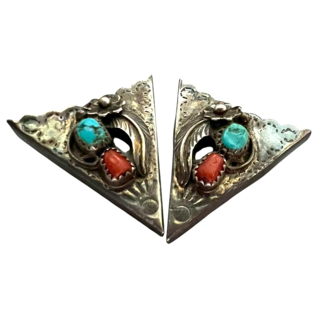 Vintage NAVAJO SLスターリング シルバー ターコイズ カラーチップ