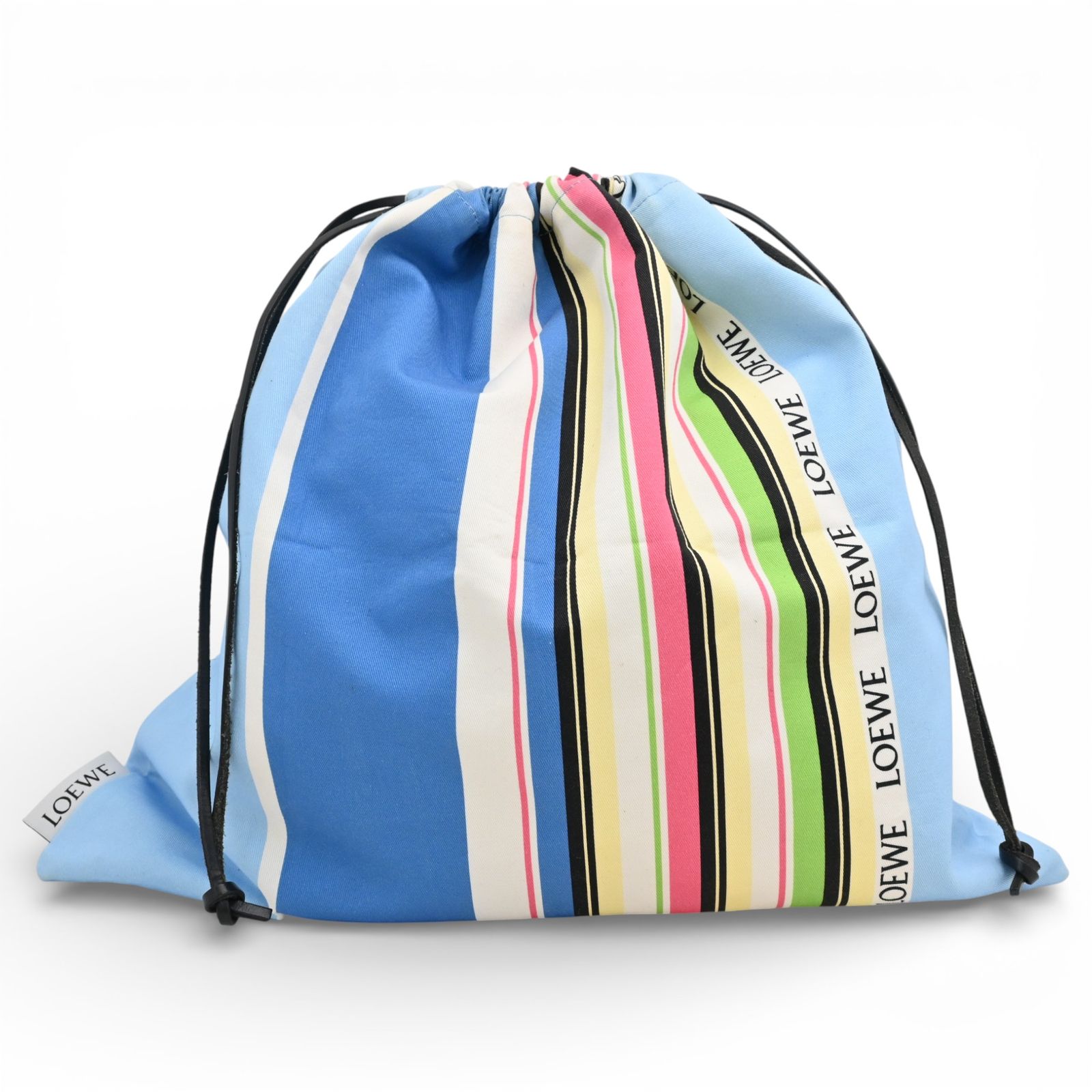 美品　LOEWE ロエベドローストリングポーチ ロエベ ドローストリング ポーチ ストライプ マルチカラー 巾着バッグ