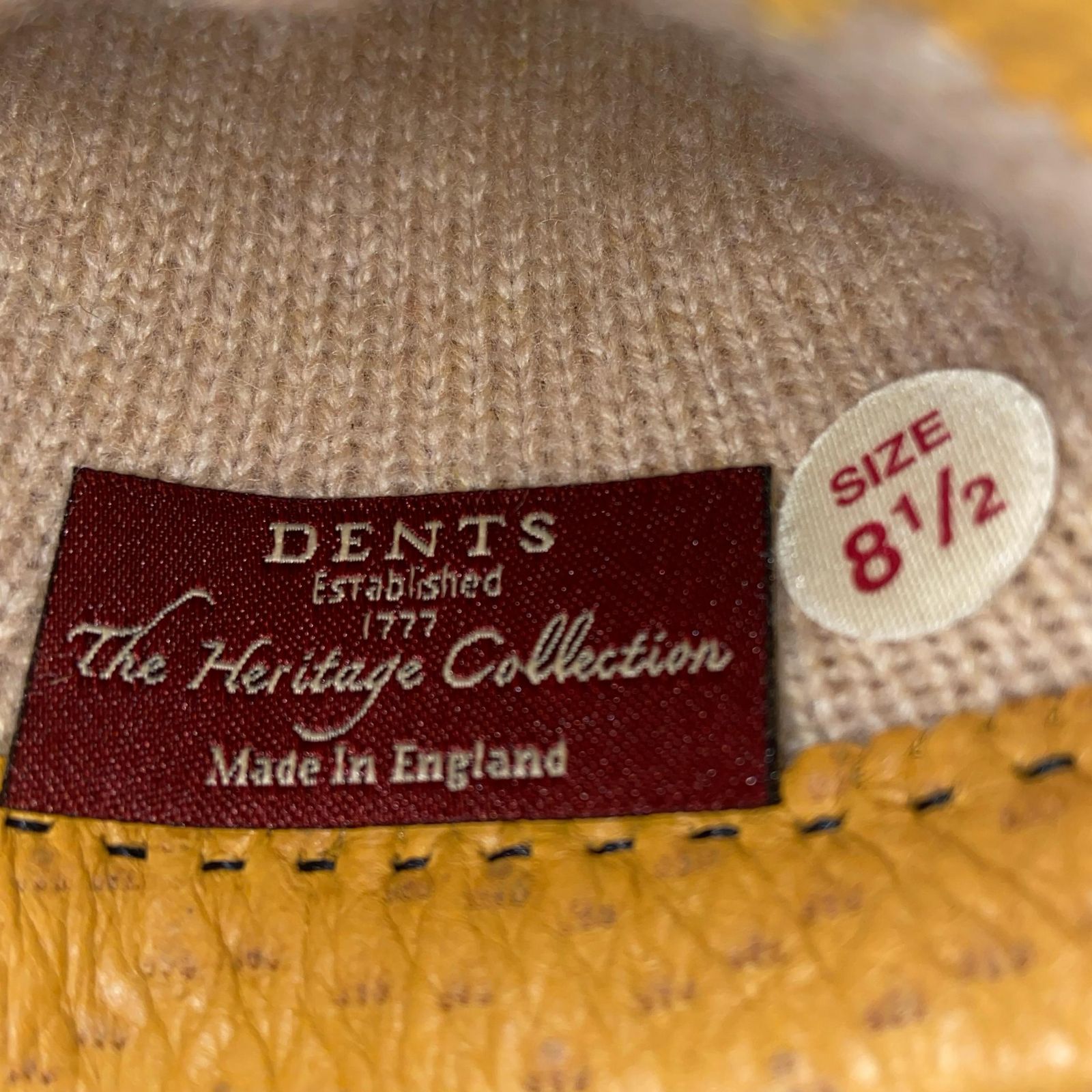 DENTS デンツ レザー手袋 コーク イエロー サイズ 8 ¹ᐟ² 手袋 レザー