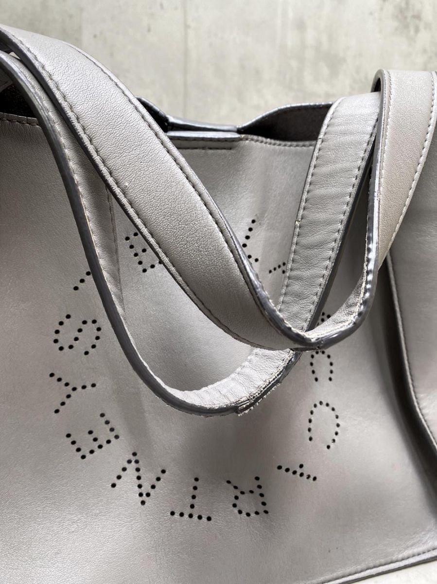 【極品】ステラマッカートニー ロゴ ラージ トートバッグ オルターマット グレー Stella Logo Grainy Alter Mat Tote Bag / ステラ ロゴ グレイン