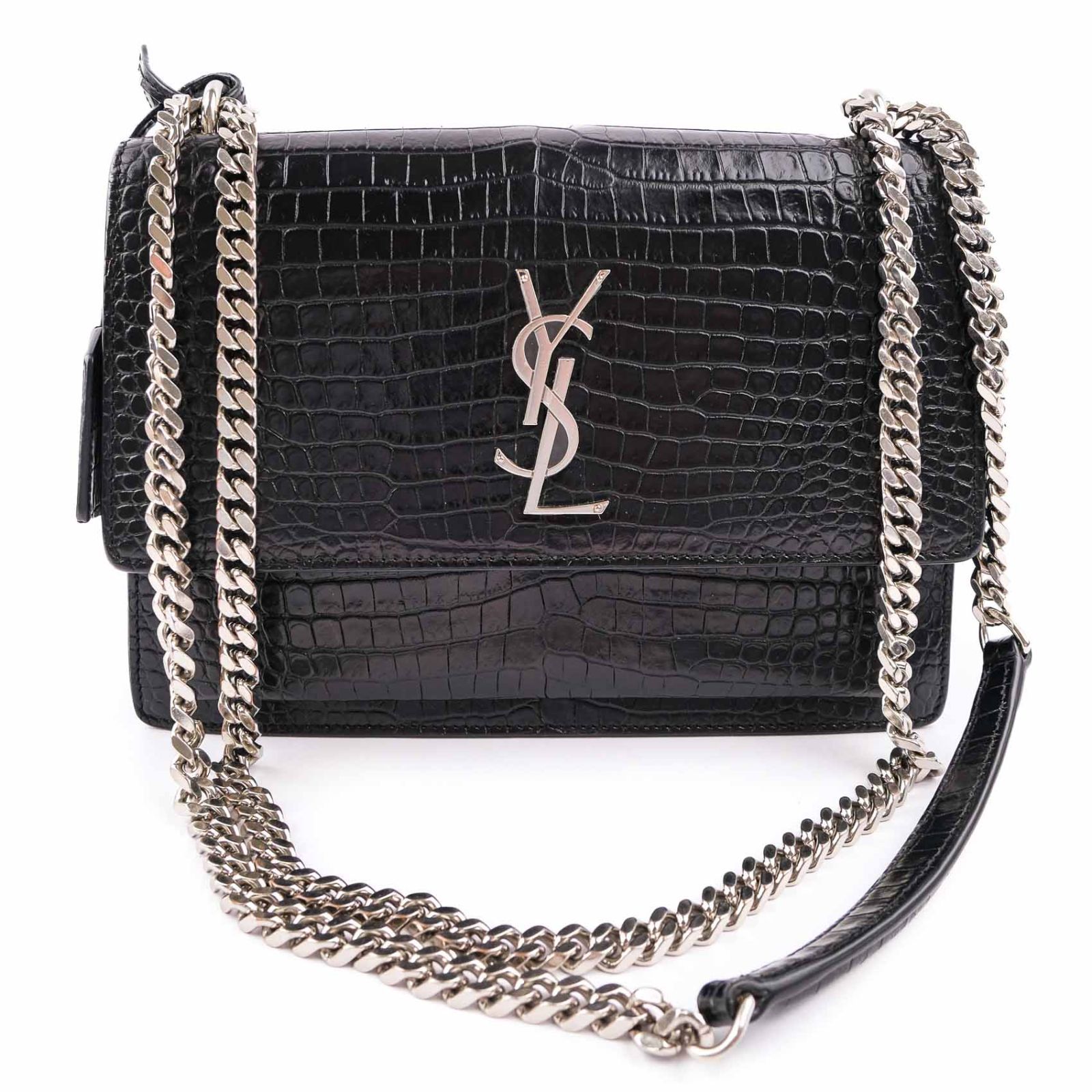 新品同様 サンローラン パリ SAINT LAURENT PARIS サンセット ミディアム チェーン ショルダー バッグ レザー グレー 442906 VLP 90220508 SAINT LAURENT PARIS】サンローランパリ『サンセット ミディアム