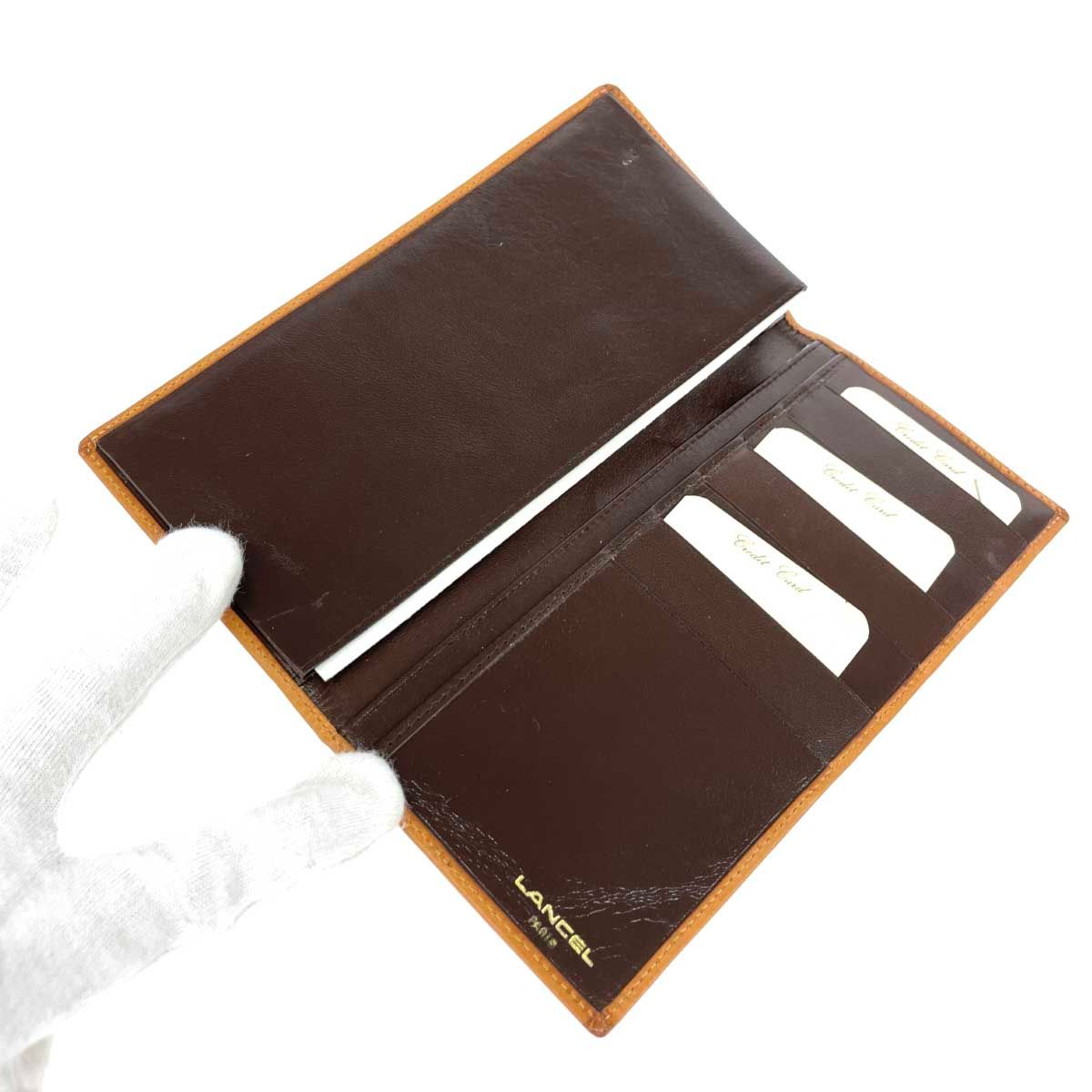 LANCEL ブラウン 長財布 LANCEL ランセル 二つ折り長札入 財布 レザー ブラウン ユニセックス