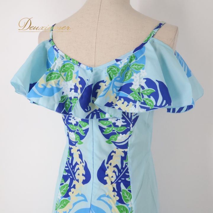 【日本製 フラダンス衣装】ネイビー MermaidLine ワンピース ドレス フラダンス 衣装 ワンピース ドレス ブルー系 マーメイドライン