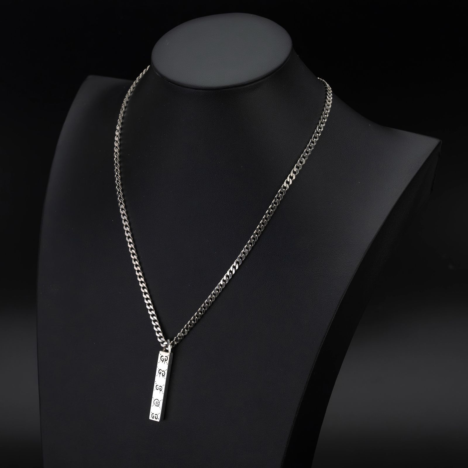 グッチ ゴースト バー ネックレス シルバー925 GUCCI GHOST GG刻印