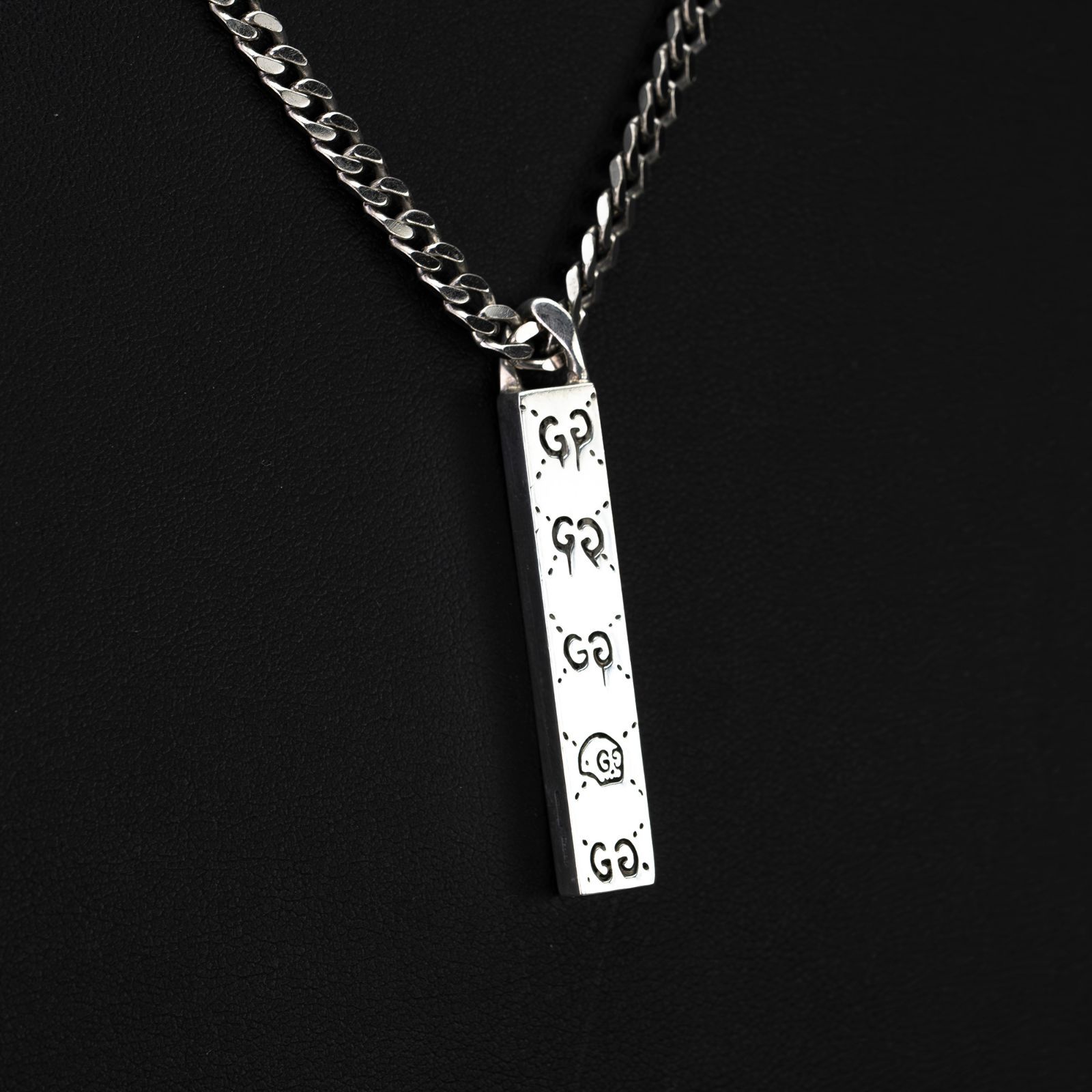 グッチ ゴースト バー ネックレス シルバー925 GUCCI GHOST GG刻印