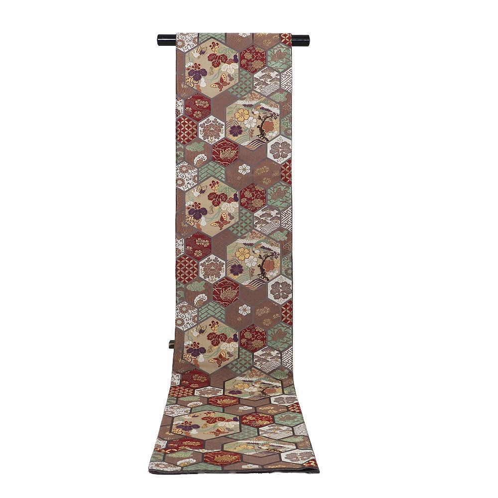 のりまき様　西陣織　鹿子井山田　袋帯　草花　織全九蔵文様　帯締めセット のりまき様 西陣織 鹿子井山田 袋帯 草花 織全九蔵文様 帯締めセット