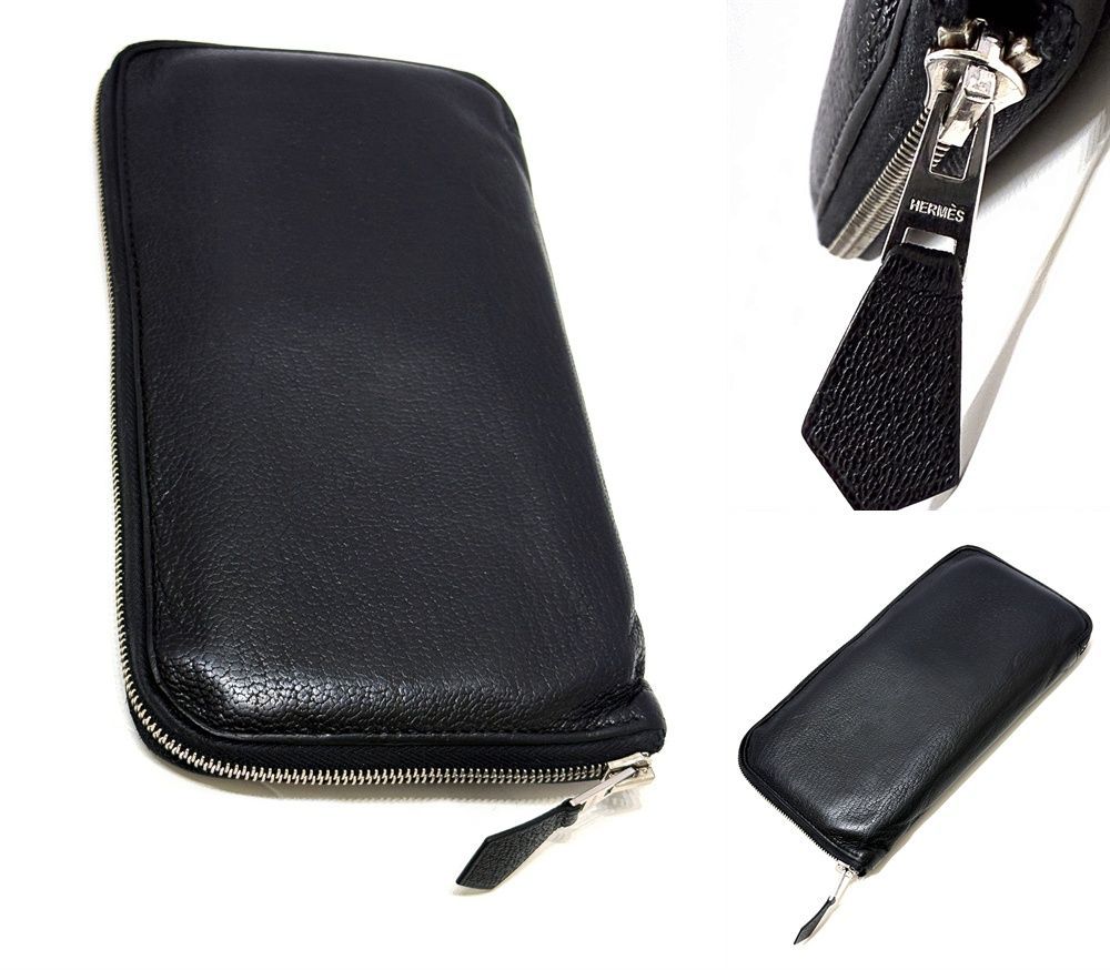 HERMES エルメス アザップ ロング クラシック オールレザー ブラック