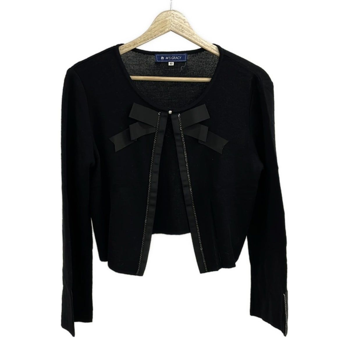 M'S GRACY 黒 カーディガン 40サイズ M'S GRACY(エムズグレイシー) カーディガン サイズ40 M レディース美品