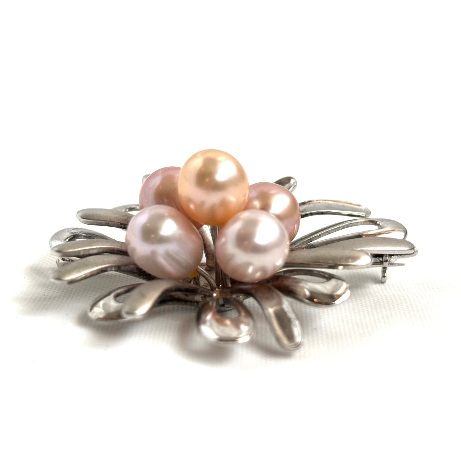 美品 パール シルバー ブローチ SILVER刻印 レディースジュエリー