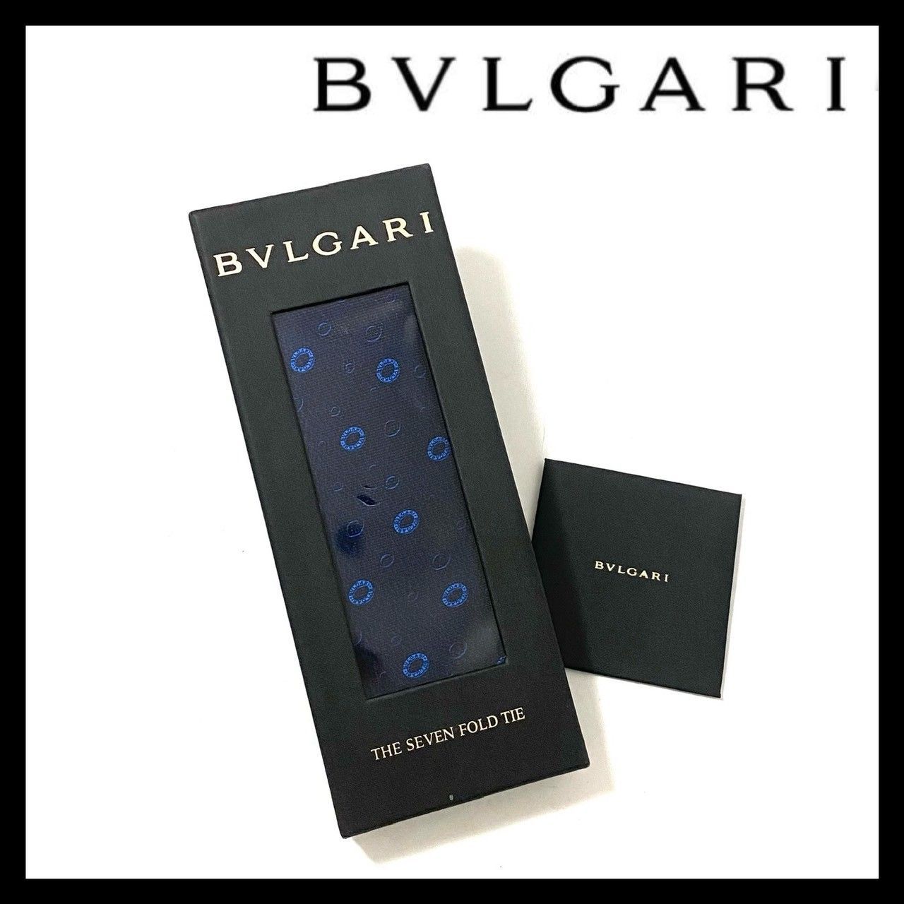 BVLGARI】ネクタイ SILK/シルク 100% セッテピエゲ ネイビー ブルー/青