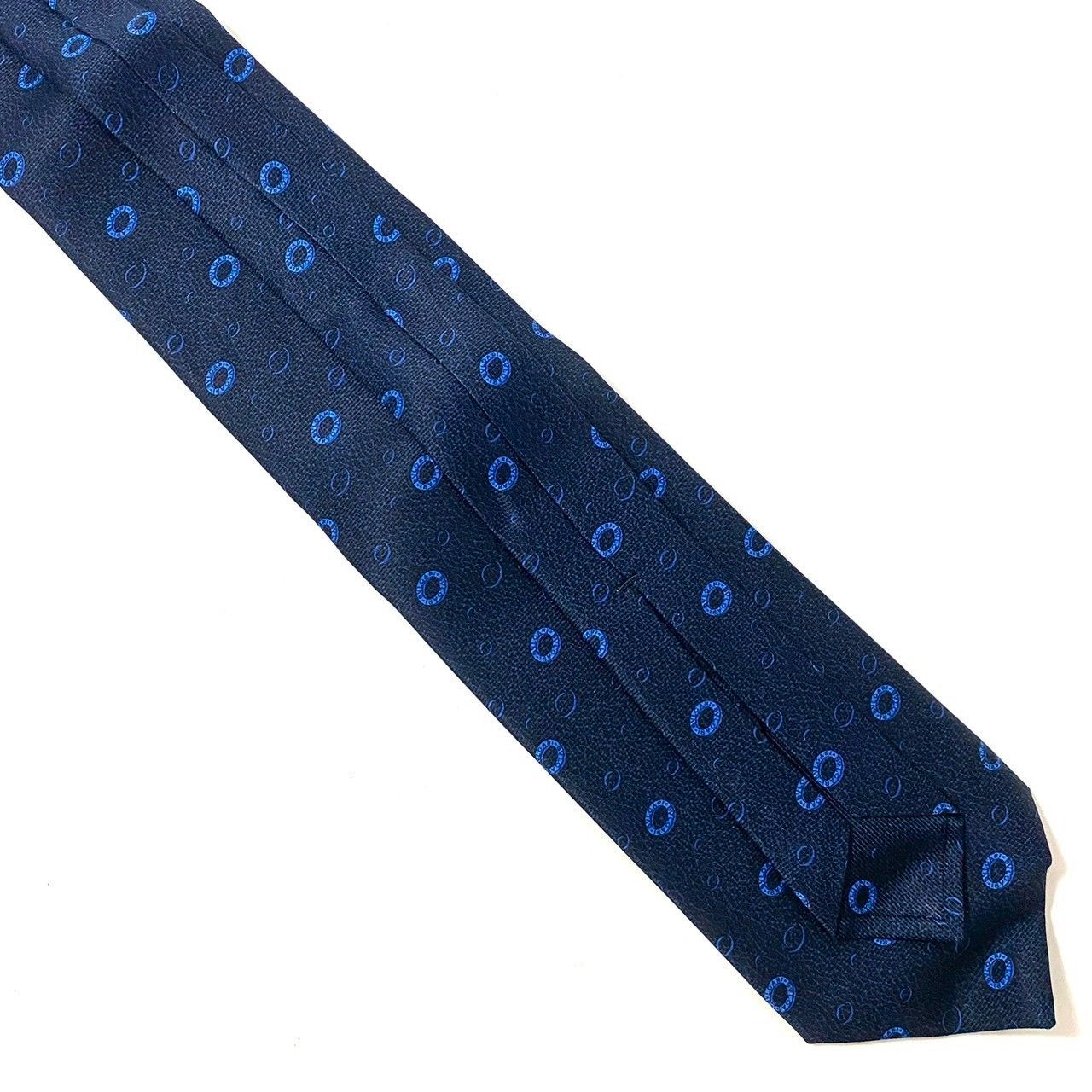 BVLGARI】ネクタイ SILK/シルク 100% セッテピエゲ ネイビー ブルー/青