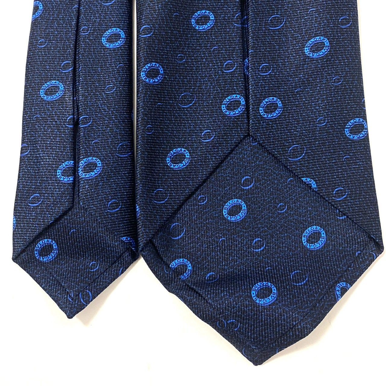 BVLGARI】ネクタイ SILK/シルク 100% セッテピエゲ ネイビー ブルー/青