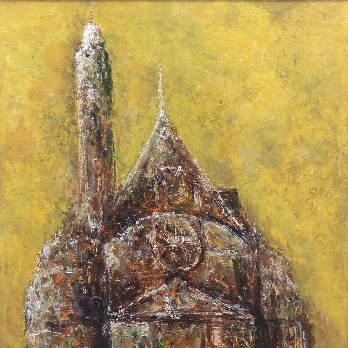 須田寿 サン・テチエンヌ デュ モン 佛 油彩8号 風景画 共シール 教会