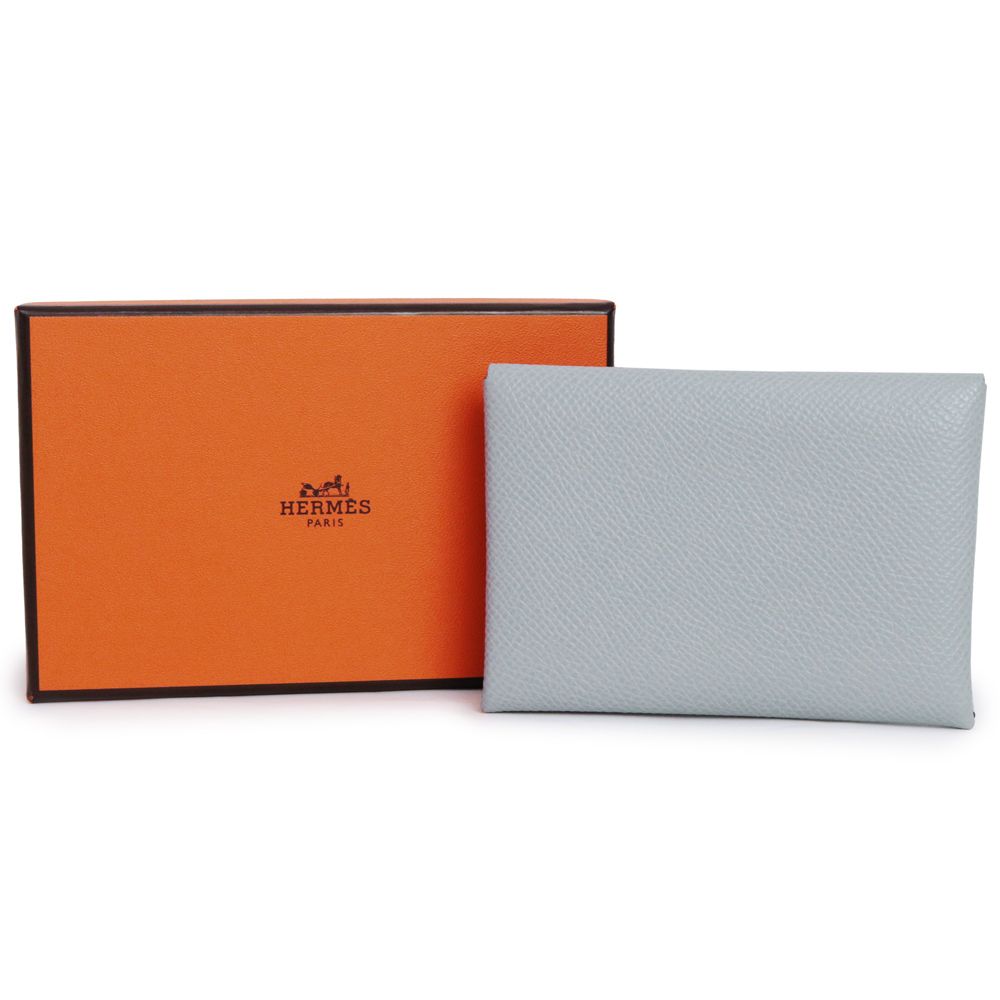 エルメス カルヴィ デュオ コンパクト ヴォーエプソン ブルーグラシエ