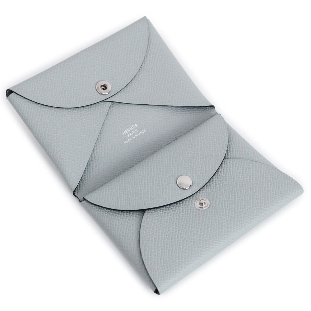 HERMES エルメス カルヴィデュオ 刻印Z グレーブルー エルメス カルヴィ デュオ コンパクト ヴォーエプソン ブルーグラシエ