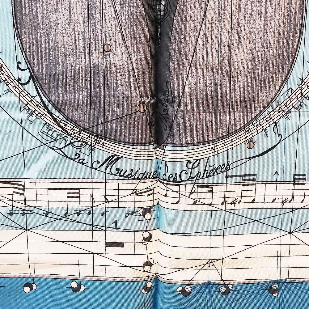 レア！　エルメス　カレ90 「球体が奏でる音楽」　中古美品 エルメス カレ 90 LA MUSIQUE DES SPHERES 球形が奏でる音楽 シルク100