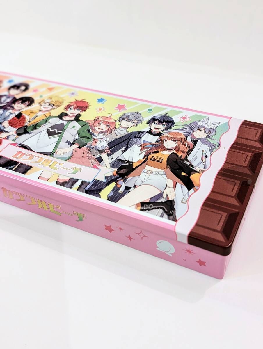 バレンタイン カラフルピーチ レクタングルチョコ缶 チョコレート