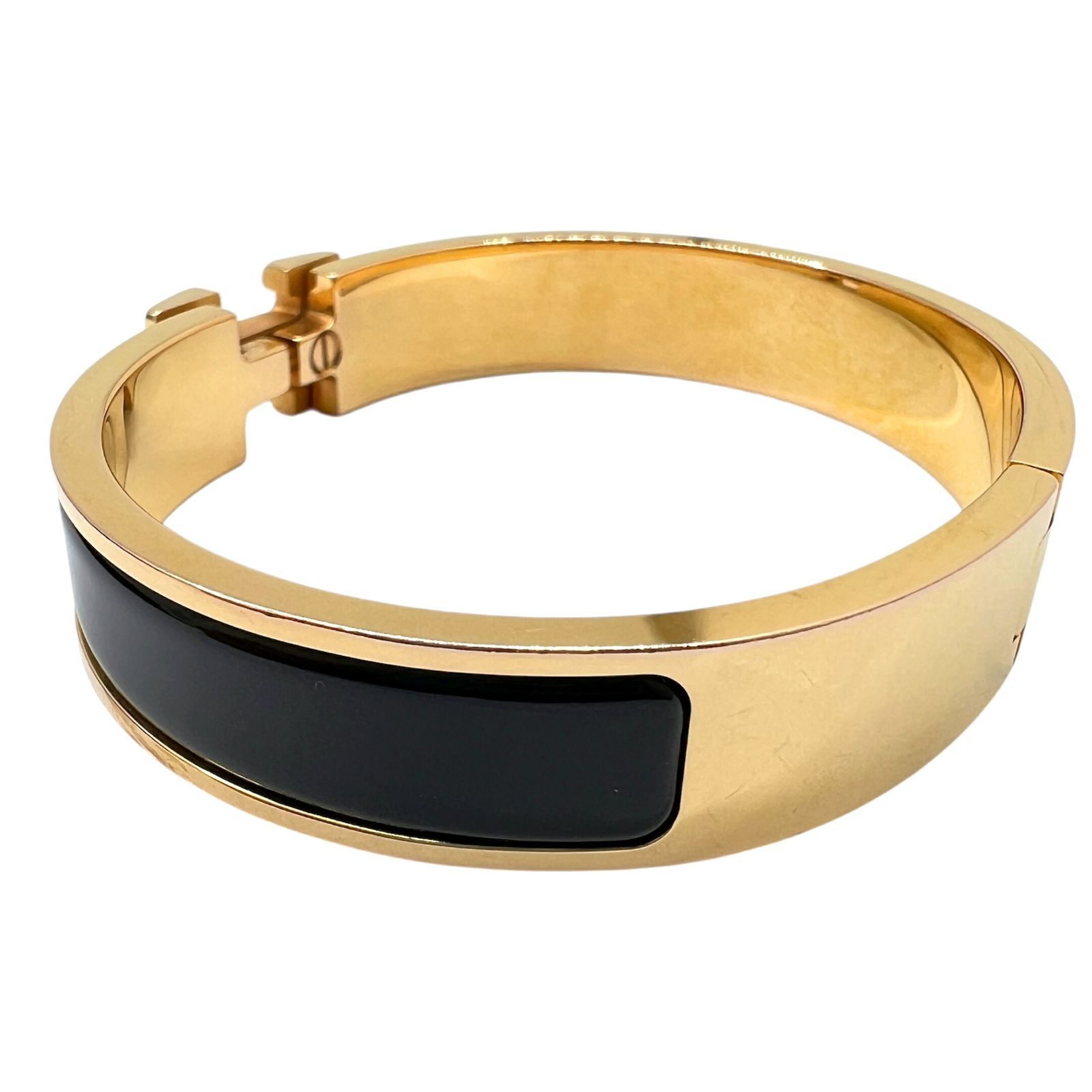 【美品】HERMES エルメス クリッククラックPM Hバングル ブラック HERMES エルメス クリッククラックPM ブラック 黒 ピンクゴールド GP H