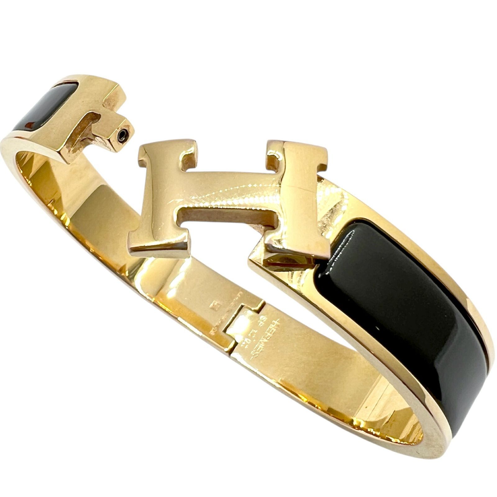 HERMES エルメス クリッククラックPM ブラック 黒 ピンクゴールド GP H