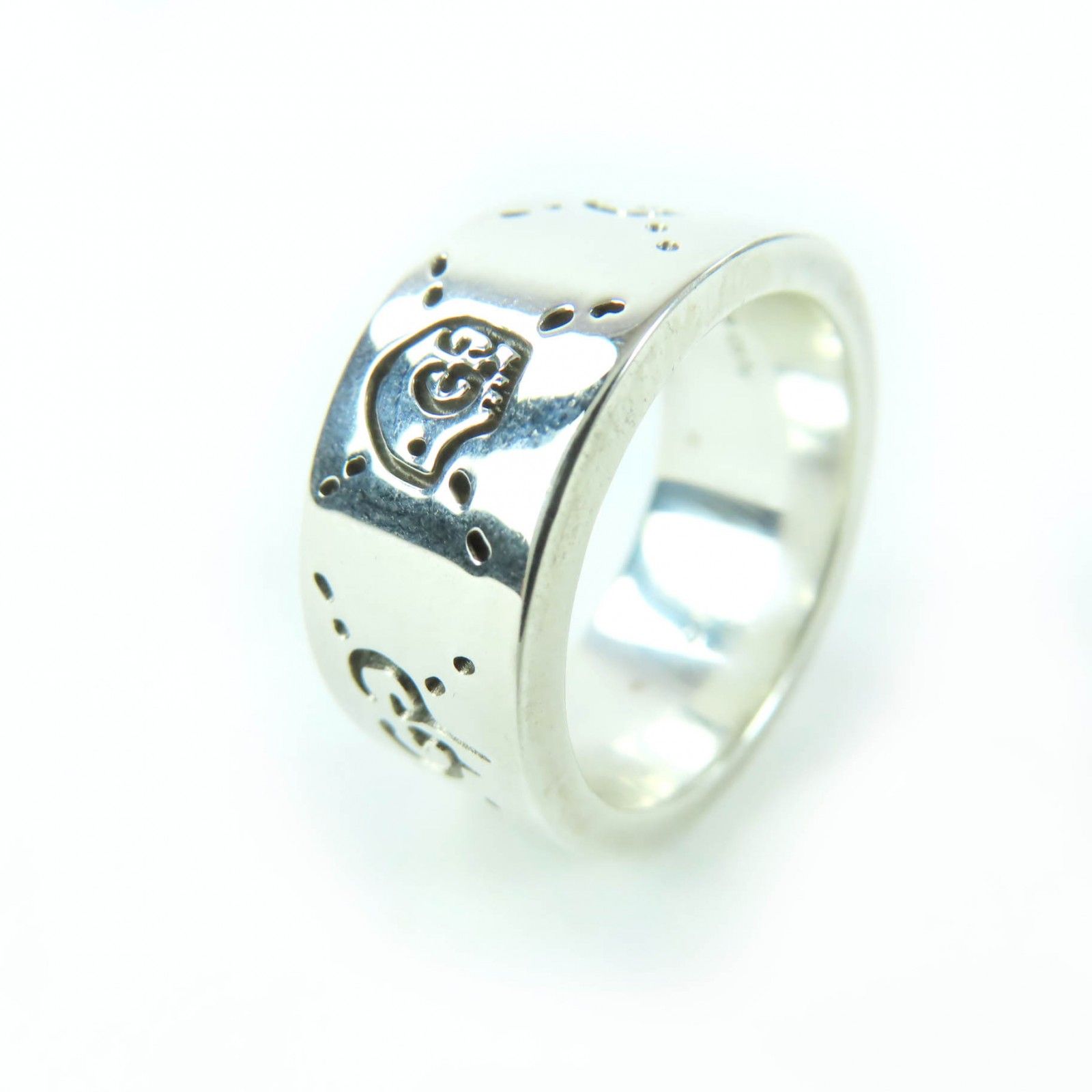 【美品】GUCCI ゴースト リング GGロゴ 20号 グッチ Ag925 グッチ 指輪 メンズ 正規品 GUCCI リング グッチゴースト GHOST