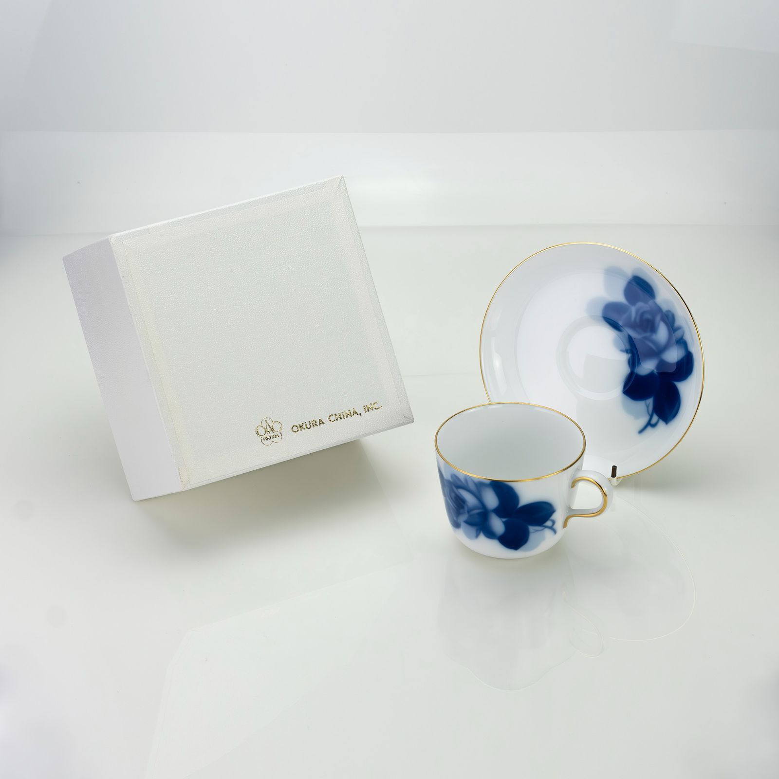 大倉陶園 ブルーローズ 8211 モーニングカップ＆ソーサー OKURA 白磁 青薔薇 コーヒーカップ 日本製 洋食器 2