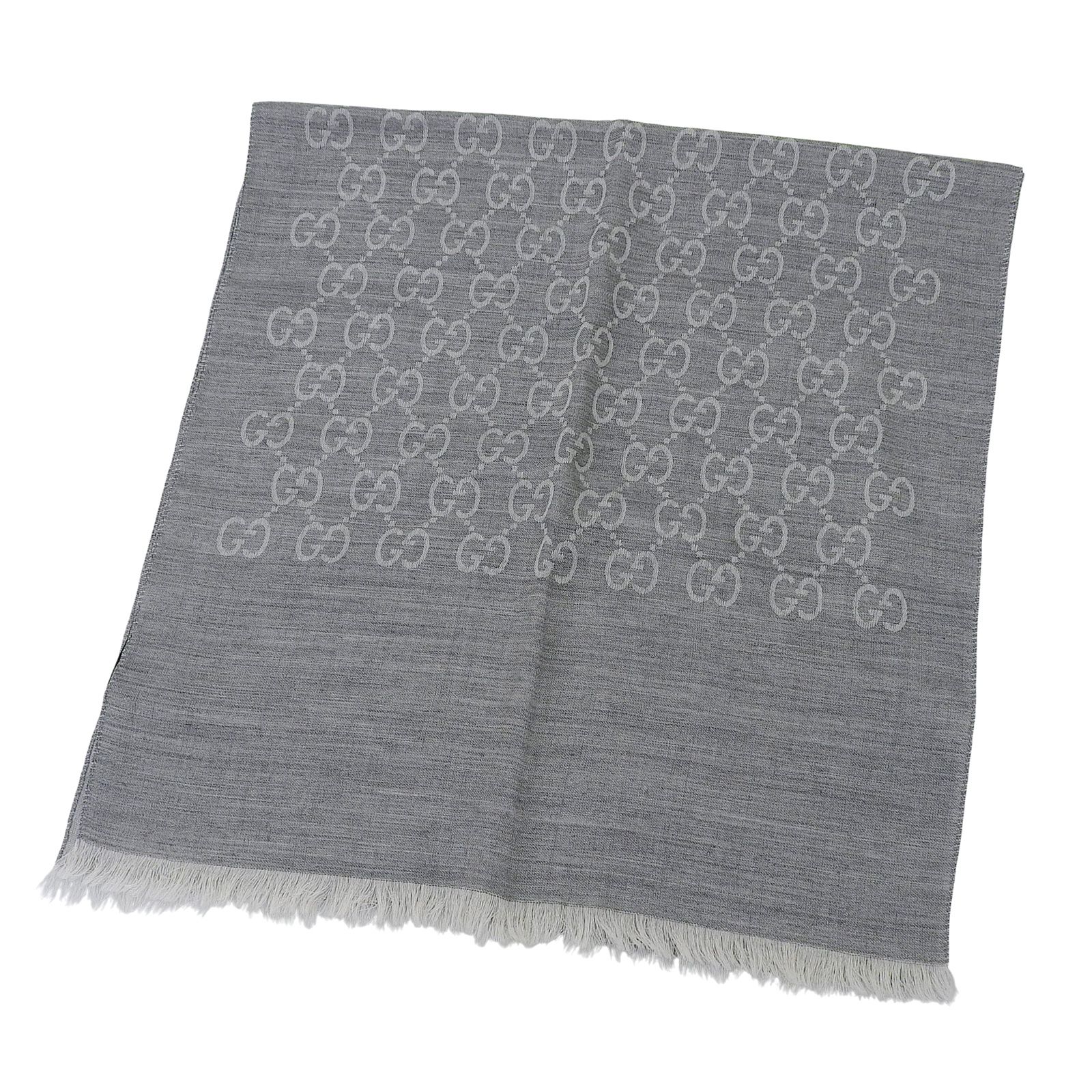 【未使用品】GUCCI グッチ GG柄 ウール×シルク ストール グレー GG GUCCI グッチ GG柄 ウールマフラー ストール グレー＜USED
