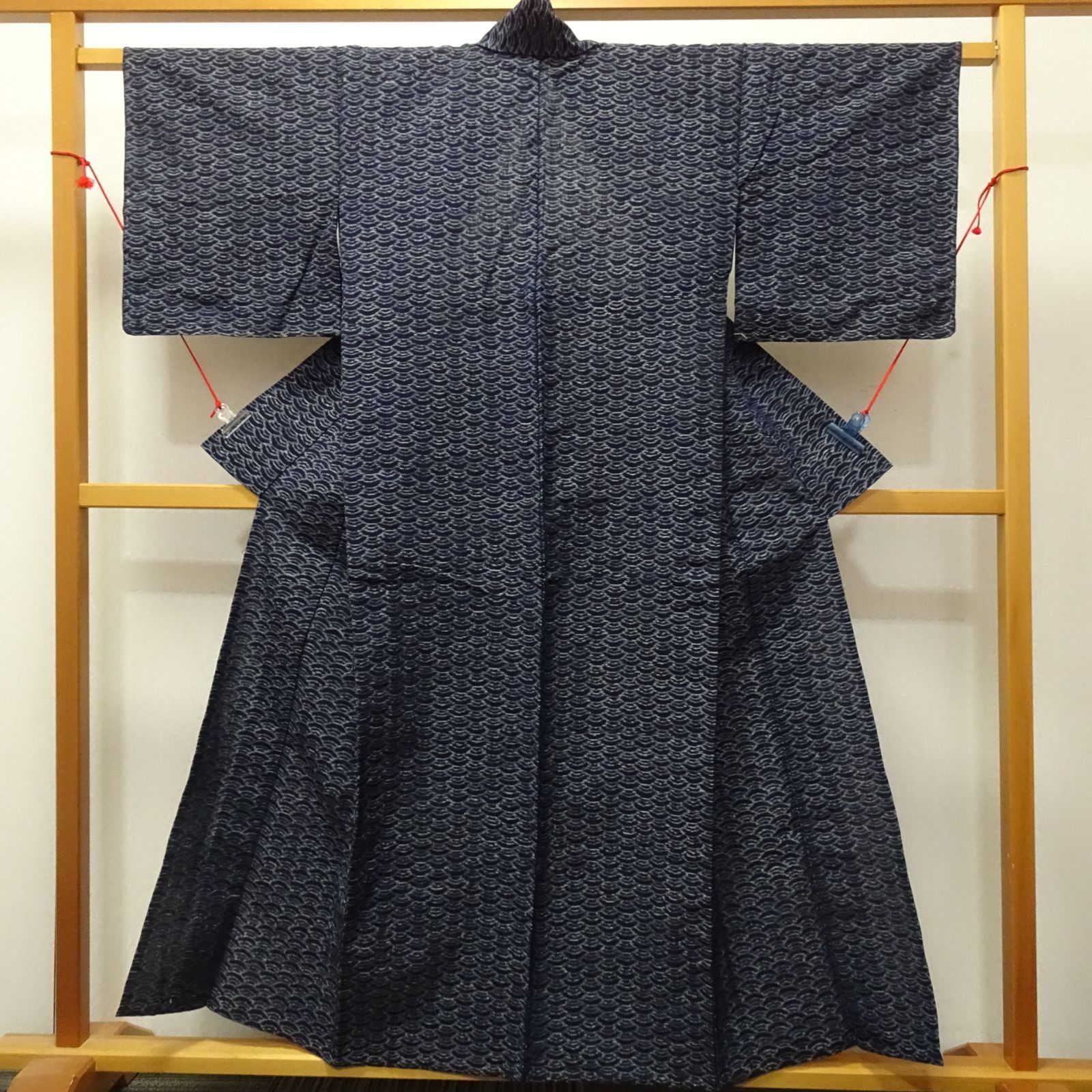 中古 木綿 手織 本場久留米絣 着物 青海波【232339】 - メルカリ