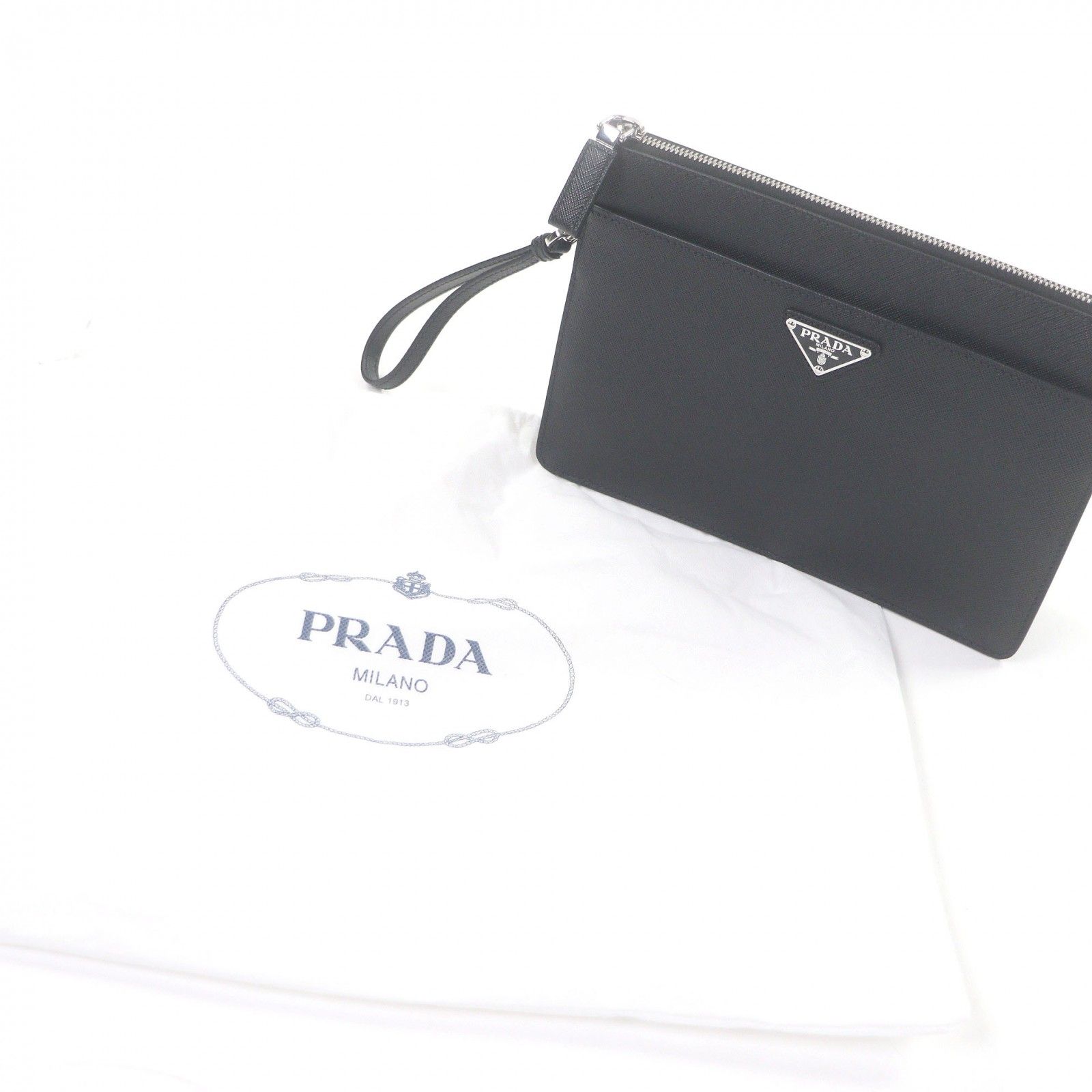 極美品□PRADA プラダ 2VF032 サフィアーノレザー トライアングルロゴ