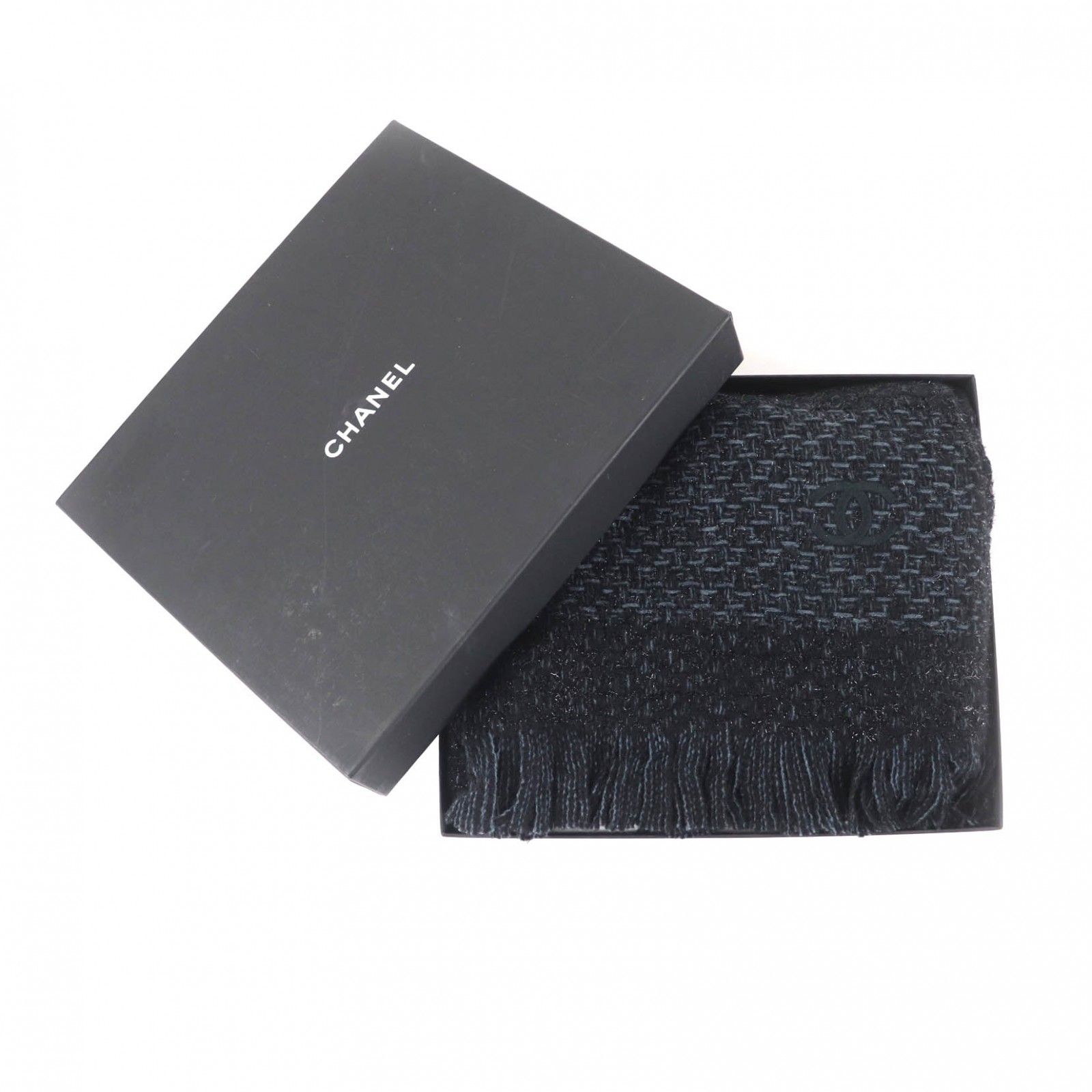 極美品☆CHANEL シャネル カシミヤ混 ココマーク刺繍入り ラメ