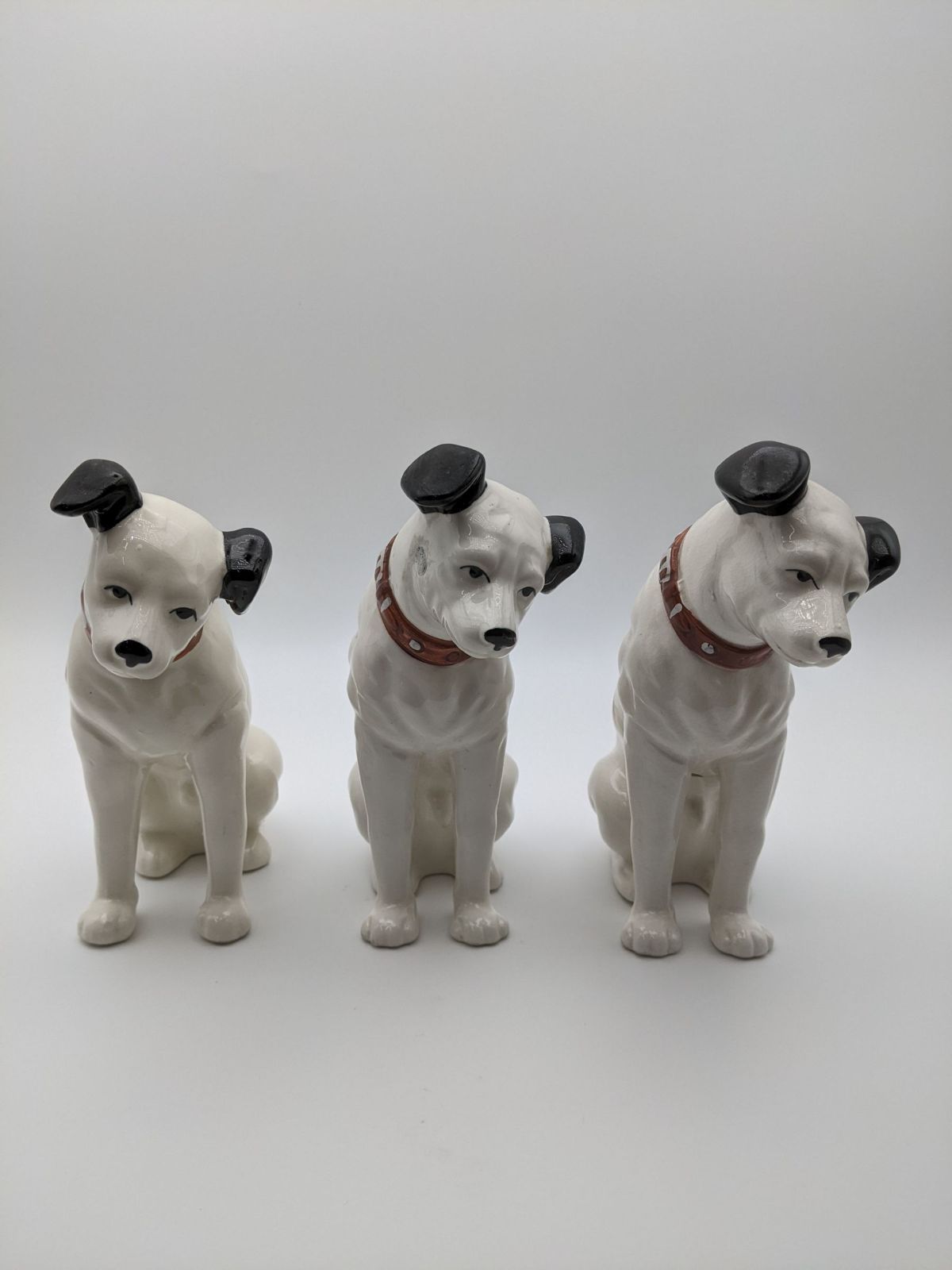 DKN331】希少 3体セット ビクター ニッパーくん 置物 陶器 昭和レトロ