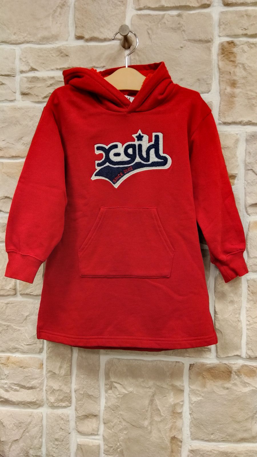 M1 エックスガール 子供服 フードボアパーカワンピース 綿100% Aライン