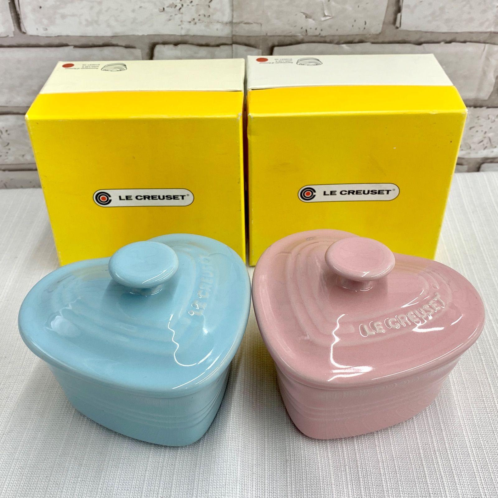 LE CREUSET ルクルーゼ ラムカン・ダムール ハート型 ピンク/ブルー 2