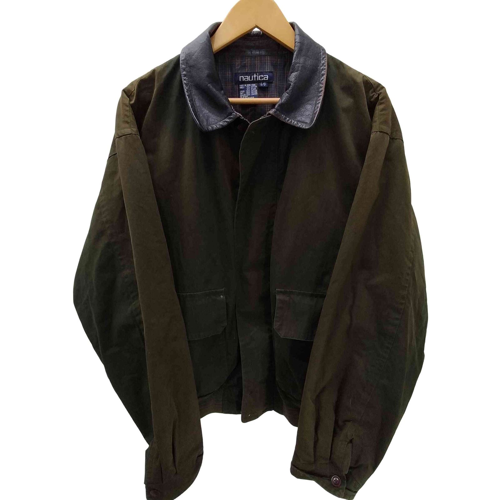 90'sノーティカ NAUTICA ウール ツイード ジャケット 襟レザー 90's