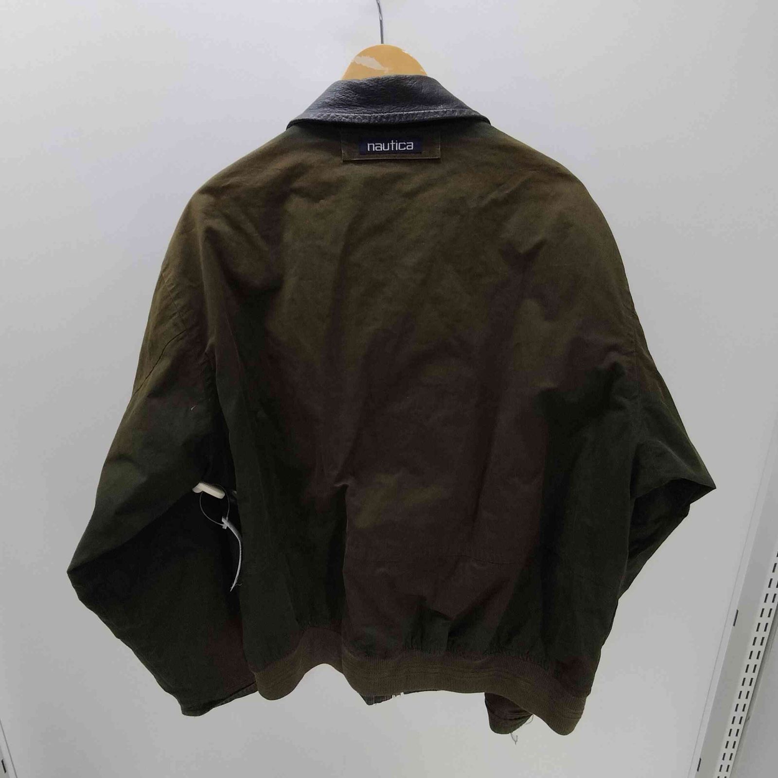 ノーティカ NAUTICA 90S 襟レザー 裏地チェック 比翼 コットン ジップ