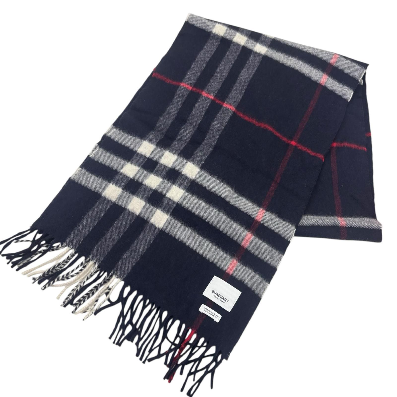 186005 Burberrys バーバリーズ マフラー ネイビー カシミヤ - メルカリ
