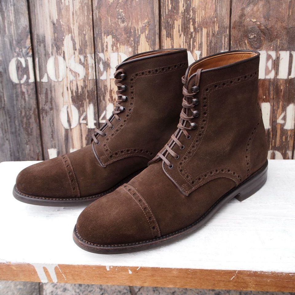 DAMIANO CHAPPONI Damiano Cappini Suede Punched Cap Toe Boots Dress Shoes 41 (26cm)