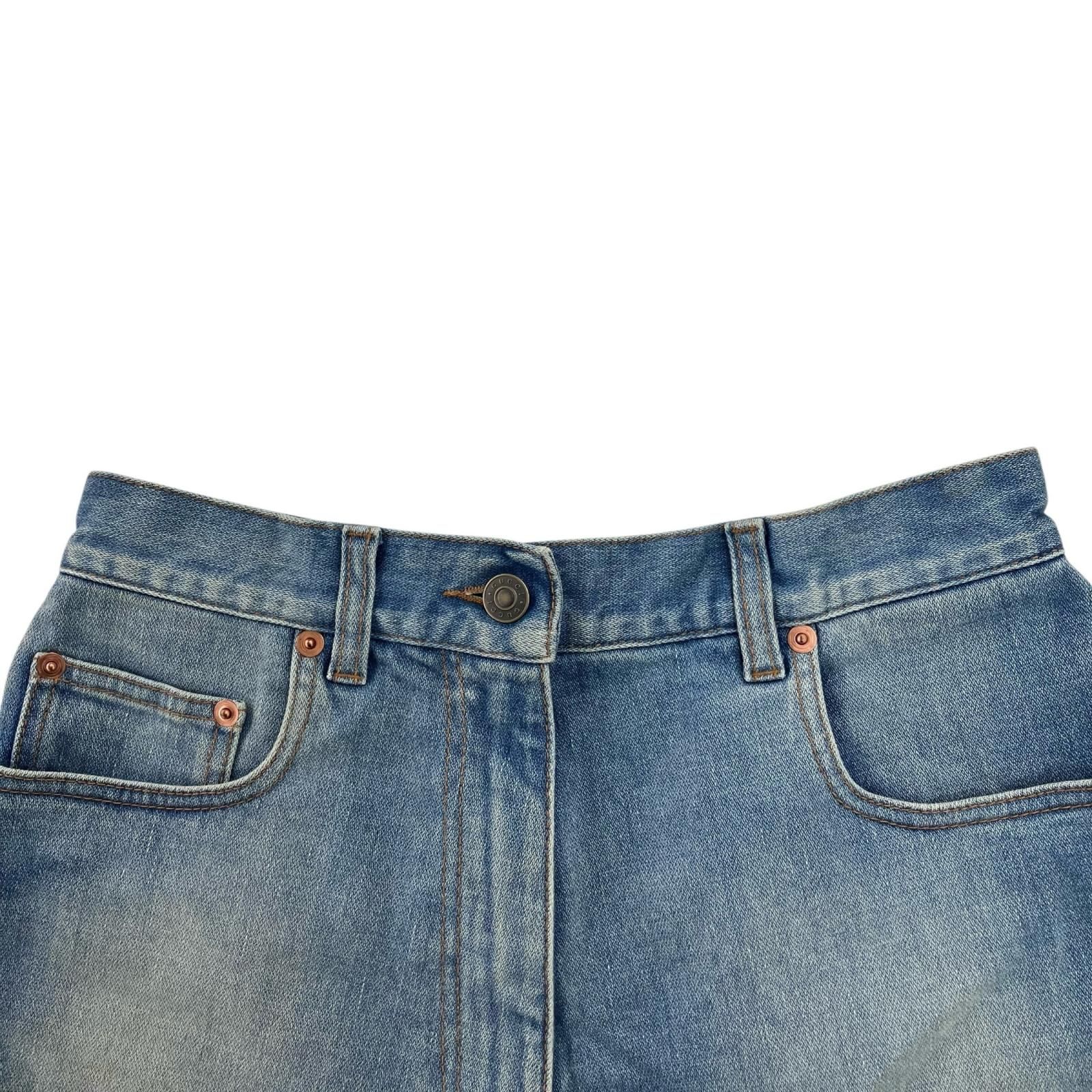 186005 GUCCI グッチ バックチェリーロゴカットオフデニムショート