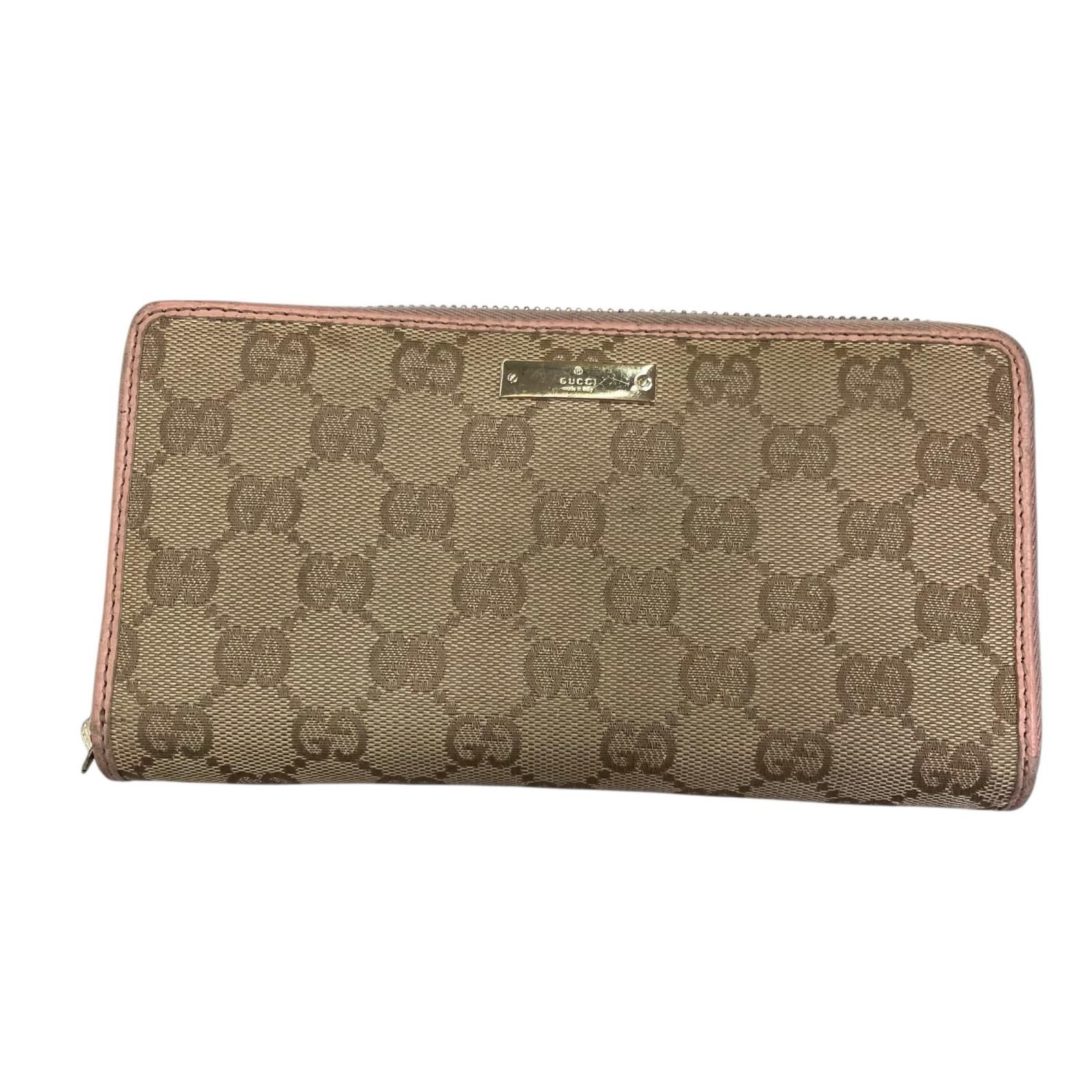180053 訳アリ品 GUCCI グッチ 長財布 ベージュ/ピンク 総柄 - メルカリ
