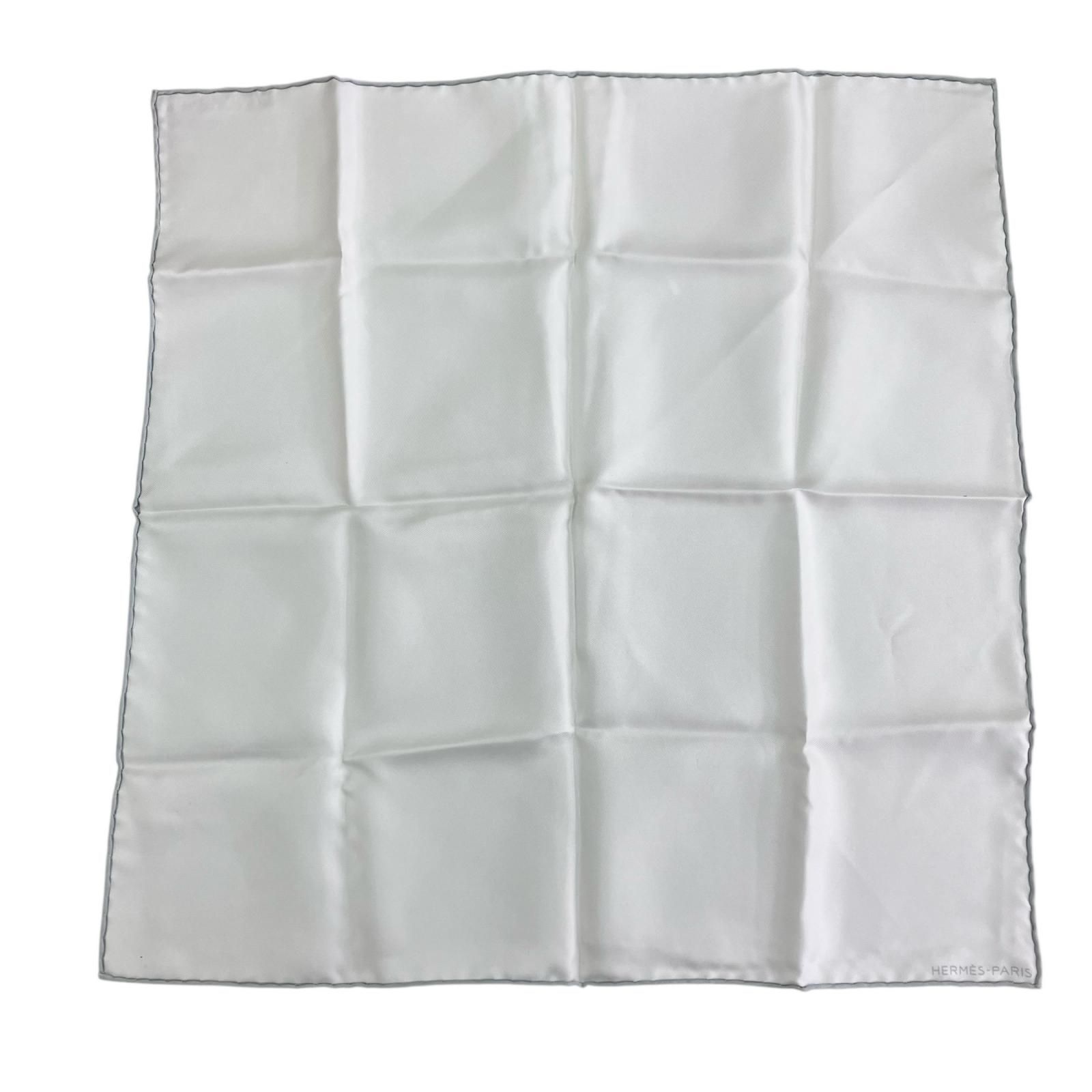 180053 HERMES エルメス ハンカチーフ ホワイト シルク - メルカリ