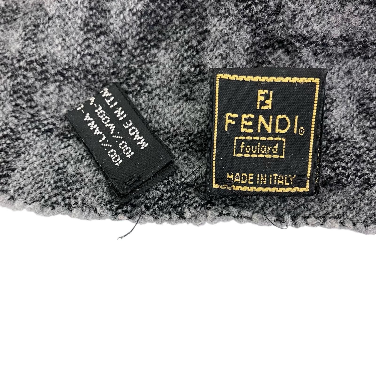 【美品】FENDI　フェンディ　総柄　マフラー 180053 FENDI フェンディ マフラー グレー 総柄 ウール - メルカリ