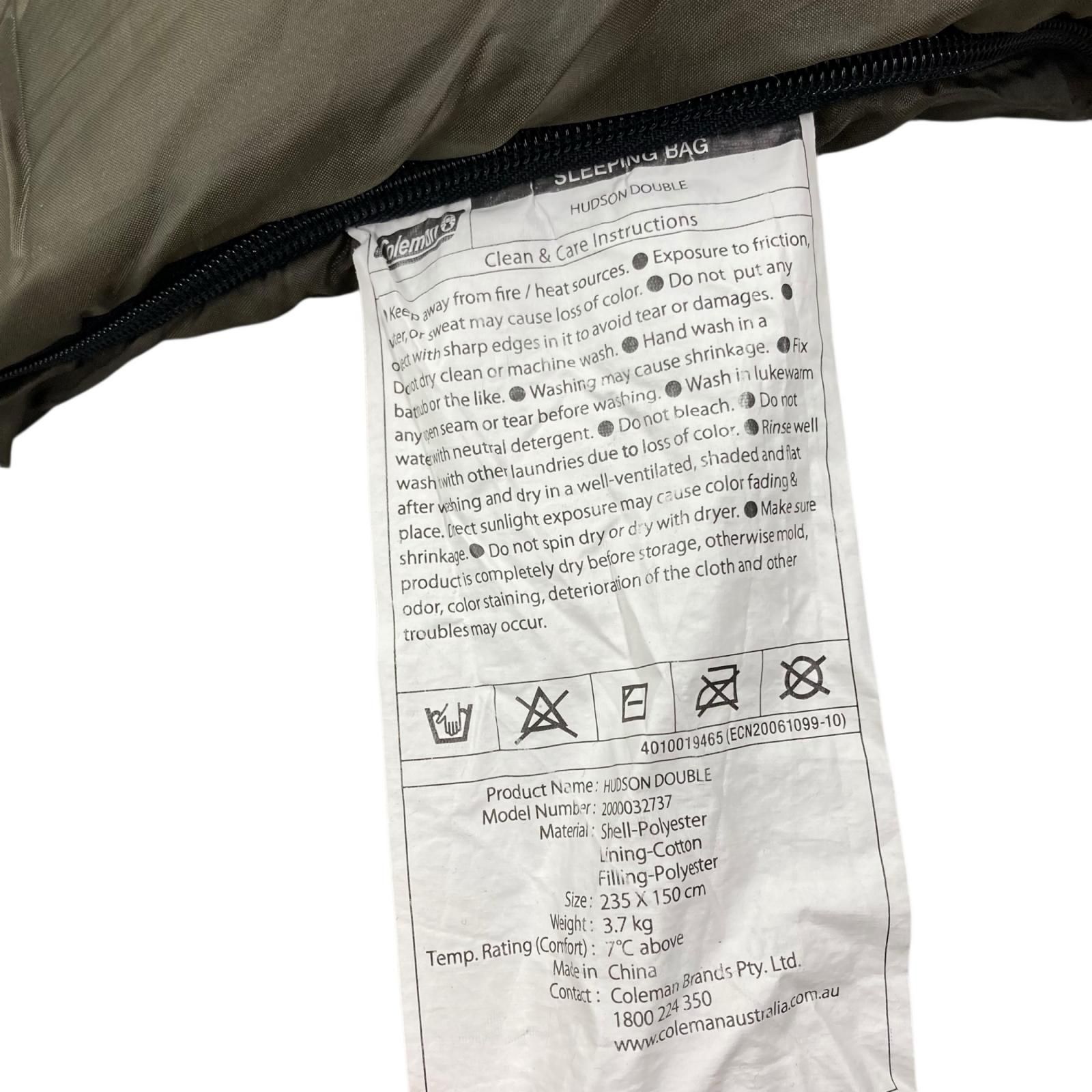 186000 Coleman コールマン Hudson Double 二人用寝袋 カーキ×ブルー