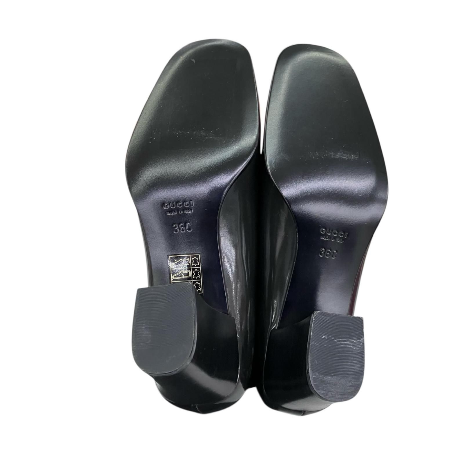 180053 GUCCI グッチ パンプス 101 2350 36 ブラック エナメル - メルカリ