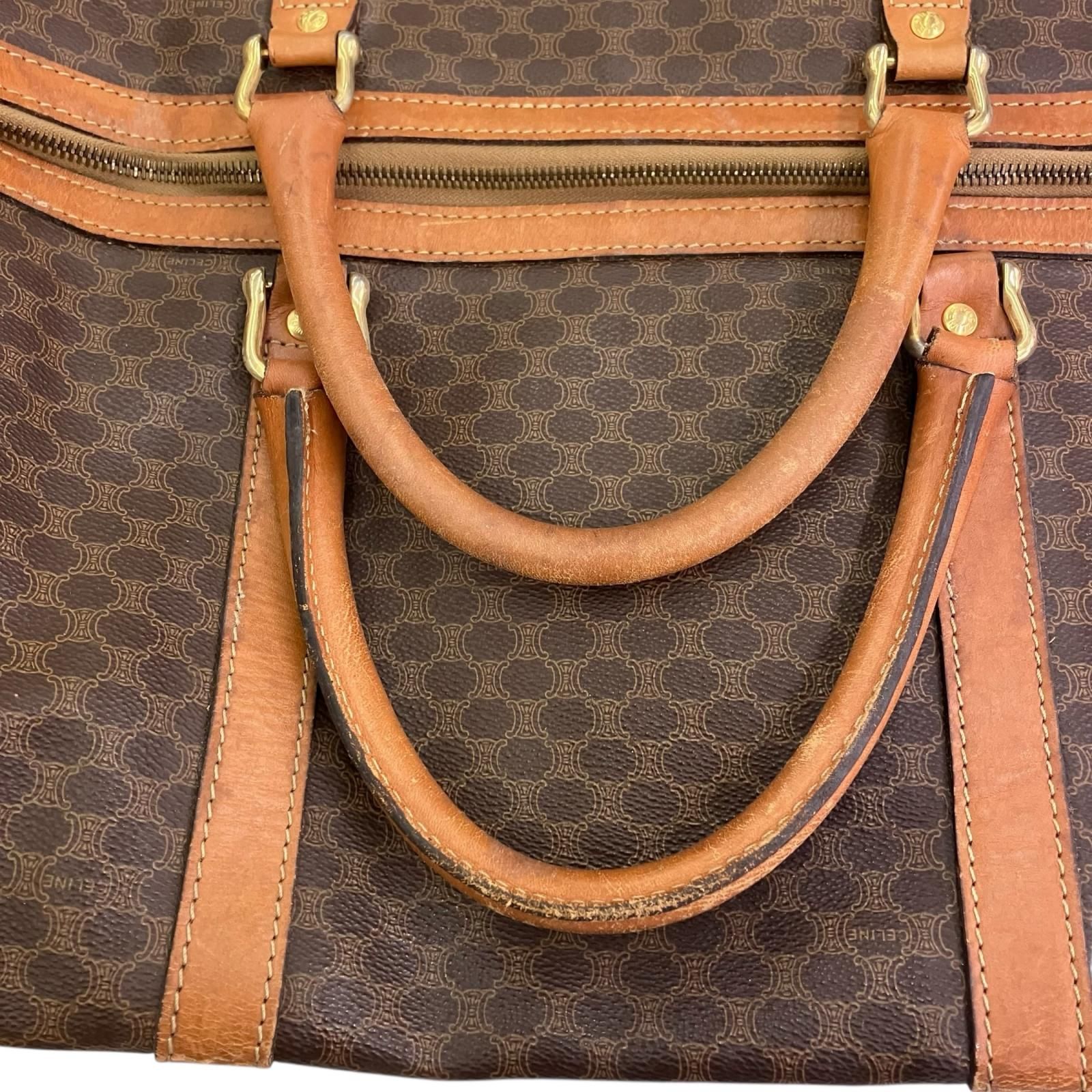 180053 CELINE セリーヌ ボストンバッグ ブラウン マカダム柄 PVC