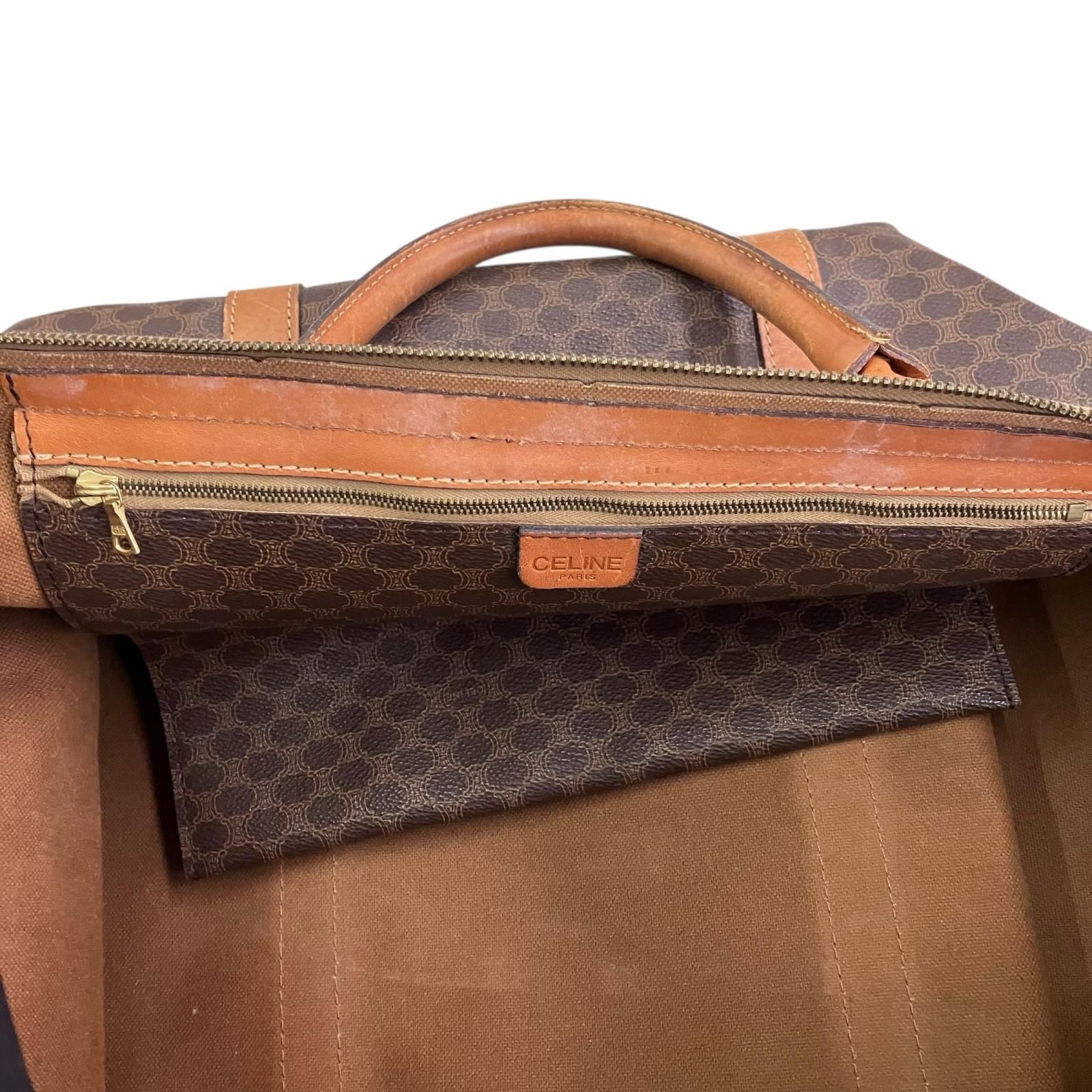 180053 CELINE セリーヌ ボストンバッグ ブラウン マカダム柄 PVC
