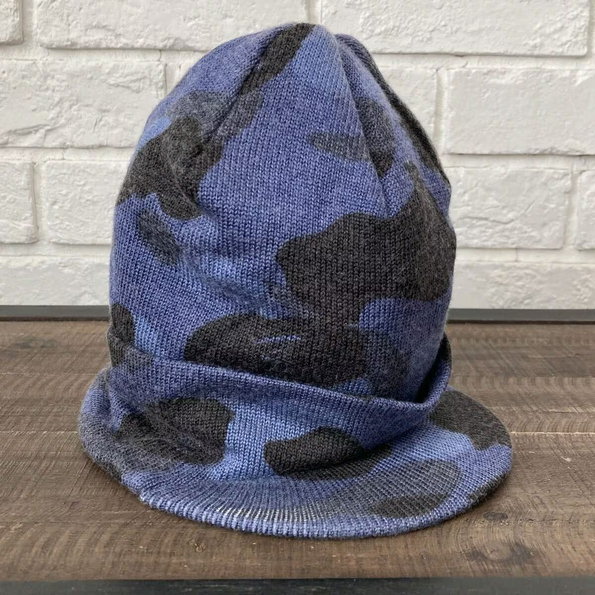 Blue Camo ツバ付き ニット帽 a bathing ape BAPE beanie knit cap