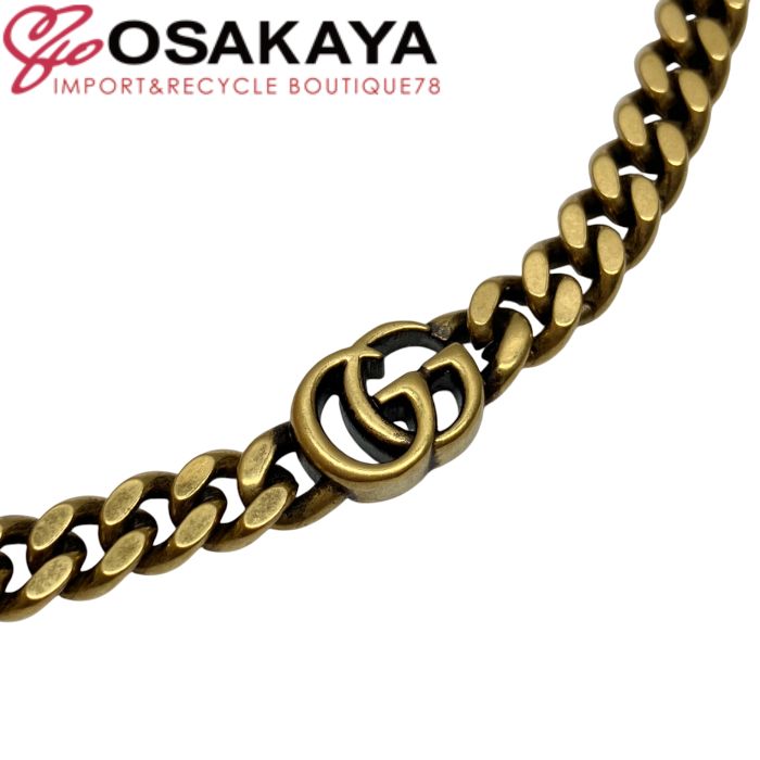 中古美品 GUCCI グッチ ダブルG チョーカー ゴールド ラインストーン 