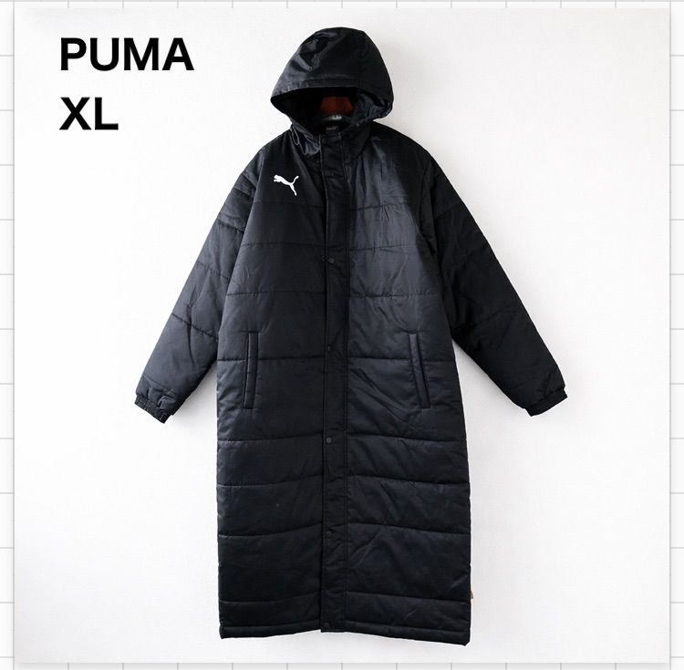 PUMA ベンチコート メンズ XL ブラック 中綿 ロングコート フード付き