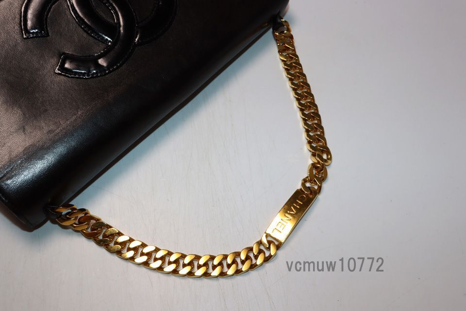 □CHANEL 4番台 ココマーク GD金具 レザー チェーンハンドバッグ  