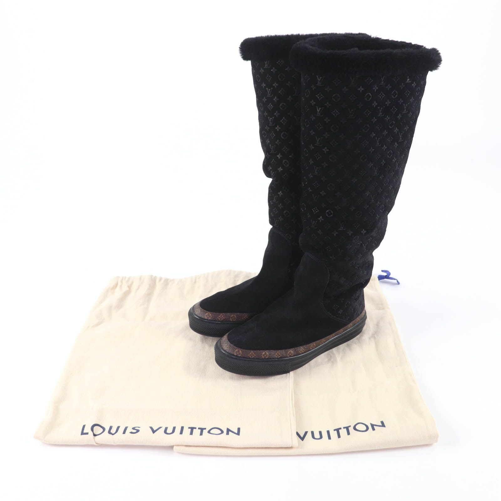 【極美品】Louis Vuitton ルイヴィトン ブーツ ブラック 極美品☆LOUIS VUITTON ルイヴィトン スノーボール・ライン モノグラム